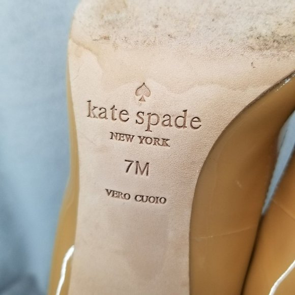 Kate Spade Shoes Womens Size 7 Tan Patent Leather Pointed Toe Pumps - Picture 8 of 13